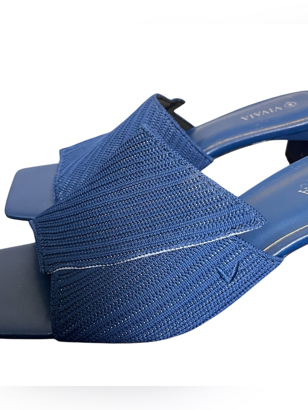Vivaia Square Toe Block Heel Sandals Kitten Heel Mules Slides 39 Denim Blue US 8 - Picture 8 of 15